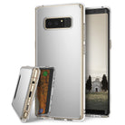 Galaxy Note 8 Case | Mirror - Silver reflective phone case shown from back, side, and front angles on a white background.