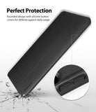 Smart Cover Clear Slim Stand | iPad - Black textured iPad case with a magnified view of the silicone button covers.