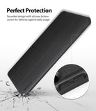 Smart Cover Clear Slim Stand | iPad - Black textured iPad case with a magnified view of the silicone button covers.