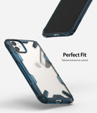 iPhone 11 Case | Fusion-X - Blue transparent protective case with precise cutouts shown from front and back angles.