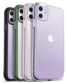 iPhone 11 Case | Fusion - Four iPhone 11 cases in black, green, pink, and clear arranged in a row against a white background.