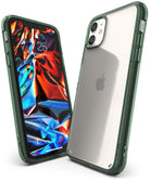iPhone 11 Case | Fusion - Pine green transparent phone case shown from front and back angles on a white background.