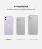 iPhone 11 Case | Fusion Design - Compatibility chart showing iPhone 11 selected with a checkmark versus 11 Pro and Pro Max.