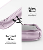 iPhone 11 Case | Fusion - Lavender phone case showing a lanyard hole with a black strap and a raised bezel for screen protection.