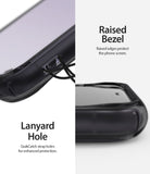 iPhone 11 Case | Fusion - Close-up of a smoke black phone case showing a lanyard hole and raised screen protection bezels.