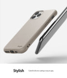 iPhone 11 Pro Case | Air-S - Sand stone textured iPhone 11 Pro case floating next to a smartphone against a white background.