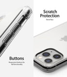 iPhone 11 Pro Max Case | Air - Clear phone case showing responsive side buttons and raised camera lens protection.