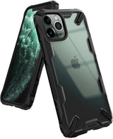 iPhone 11 Pro Case | Fusion-X - Rugged black protective case with a clear back panel on an iPhone 11 Pro.