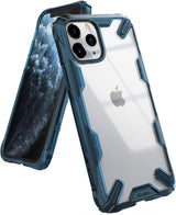 iPhone 11 Pro Case | Fusion-X - Blue rugged transparent phone case showing front screen and back camera layout.