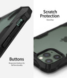 iPhone 11 Pro Case | Fusion-X - Close-up of black protective case showing responsive side buttons and raised camera bezel.