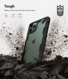 iPhone 11 Pro Case | Fusion-X - Rugged black phone case hitting dirt with debris flying, highlighting military-grade drop protection.
