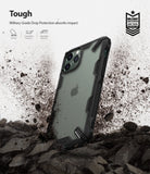 iPhone 11 Pro Max Case | Fusion-X Matte - Rugged phone case impacting dirt with military-grade drop protection icons.