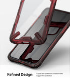 iPhone 11 Pro Case | Fusion-X - Ruby red rugged phone case with a clear back panel and reinforced corner bumpers.
