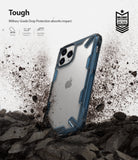 iPhone 11 Pro Case | Fusion-X - Blue Fusion-X case on an iPhone 11 Pro hitting dirt, showcasing military-grade drop protection.