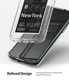 iPhone 11 Pro Case | Fusion Design - Clear phone case with a New York travel ticket graphic insert on a dark phone.