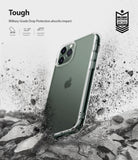 iPhone 11 Pro Case | Fusion - Clear phone case on an iPhone 11 Pro hitting rocky ground with debris flying, highlighting drop protection.