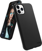 iPhone 11 Pro Max Case | Air-S - Matte black protective case on an iPhone 11 Pro Max showing the triple-lens camera.