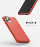 iPhone 11 Pro Max Case | Air-S - Coral red phone case showing back camera layout and precise bottom port cutouts.