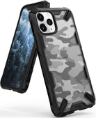 iPhone 11 Pro Case | Fusion-X Design - Black rugged case with a grey camouflage back pattern on an iPhone 11 Pro.