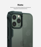 iPhone 11 Pro Max Case | Fusion-X Matte - Dark green matte phone case on an iPhone 11 Pro Max showing fingerprint resistance.