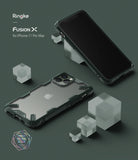 iPhone 11 Pro Max Case | Fusion-X Matte - Dark green Fusion-X case on an iPhone 11 Pro Max with translucent cubes.