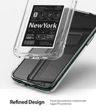 iPhone 11 Pro Max Case | Fusion Design - Clear phone case with a New York travel-themed insert hovering over a dark smartphone.
