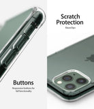iPhone 11 Pro Max Case | Fusion - Close-up of clear phone case showing responsive side buttons and raised camera lens protection.