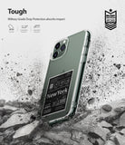iPhone 11 Pro Max Case | Fusion Design - Clear phone case with New York travel sticker design, surrounded by debris.
