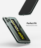 iPhone 11 Pro Max Case | Fusion Design - Clear phone case on an iPhone showing precise cutouts and a graphic insert.