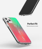 iPhone 11 Pro Max Case | Fusion Design - Clear phone case with a pink-to-green gradient back and precise cutouts.