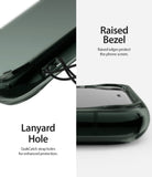 iPhone 11 Pro Max Case | Fusion - Close-up of a pine green phone case showing a lanyard hole and a raised screen bezel.