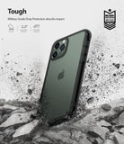 iPhone 11 Pro Max Case | Fusion - A phone in a protective case hitting the ground with debris flying, highlighting military-grade drop protection.