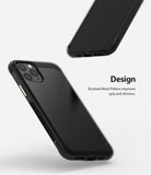 iPhone 11 Pro Case | Onyx - Black - Black phone case with brushed metal texture and textured edges shown from two angles.