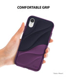 iPhone XR Case | Wave - Hand holding a purple and black wave-patterned phone case with a comfortable grip.