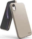 iPhone XR Case | Air-S - Sand-stone speckled iPhone XR case showing the back and side profile against a white background.