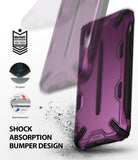 iPhone XR Case | Dual-X [DX] - Metallic purple shock-absorbent phone case with military-grade drop protection and raised bezels.