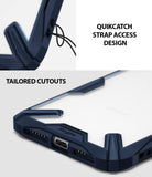 iPhone XR Case | Fusion-X - Navy blue phone case showing QuikCatch strap holes and precise charging port cutouts.