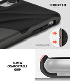 iPhone XR Case | Wave - Close-up of black phone case showing tactile buttons, slim profile, and ergonomic grip design.