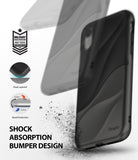 iPhone XR Case | Wave - Black phone case with wavy design, military-grade drop protection, dual layers, and bezel guards.