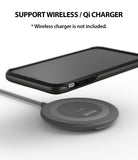 iPhone XR Case | Wave - Smartphone in a protective case hovering above a circular wireless charging pad.