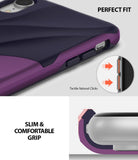 iPhone XR Case | Wave - Metallic purple phone case showing tactile buttons, slim profile, and comfortable grip design.