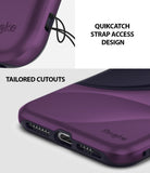 iPhone XR Case | Wave - Metallic purple phone case showing a lanyard strap hole and precise charging port cutouts.