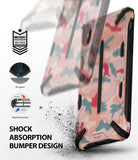 iPhone XS Case | Dual-X Design - Pink camo phone case with shock-absorbing bumpers, air space technology, and raised bezel protection.
