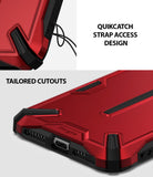 iPhone XS Max Case | Dual-X [DX] - Red and black phone case showing a lanyard strap hole and precise port cutouts.