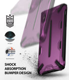 iPhone XS Max Case | Dual-X [DX] - Metallic purple shock-absorbent phone case with military-grade drop protection and bezel features.