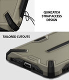 iPhone XS Max Case | Dual-X [DX] - Sand-colored phone case showing a lanyard strap hole and precise port cutouts.
