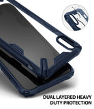 iPhone XS Max Case | Fusion-X - Navy blue heavy-duty protective case with a clear back panel for an iPhone XS Max.