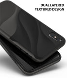 iPhone XS Max Case | Wave - Black phone case with a dual-layered, wavy textured back design and camera cutout.