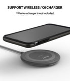 iPhone XS Max Case | Wave - A smartphone in a protective case hovering above a circular wireless charging pad.