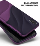 iPhone XS Max Case | Wave - Metallic purple dual-layered phone case with a textured, wavy design on the back.